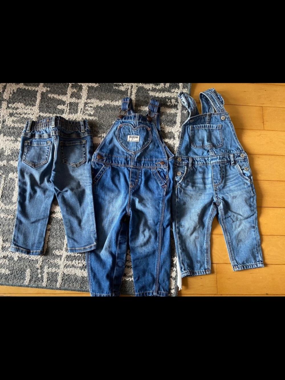 Gymboree,Gap and Oshkosh Blue Denim Overalls Trio